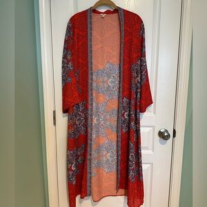 Reba Vibrant Red and Blue Kimono